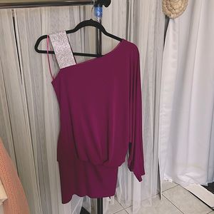 La Coquette Purple Cocktail Rhinestone Dress